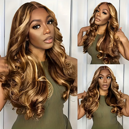 P4/27 Honey Blonde human hair lace front wigs Body Wave Human Hair Wigs 4x4 HD Transparent Lace Frontal Wigs With Baby Hair 180 Density Brazilian Human Hair Wigs For Women