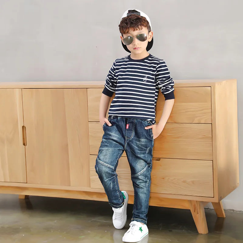 Jeans IENENS Jeans For Boys Clothes Kids Cowboy Sports Pants Children Denim Trousers Clothing Boy Bottoms Size 4 5 6 7 8 9 10 11 12 230320