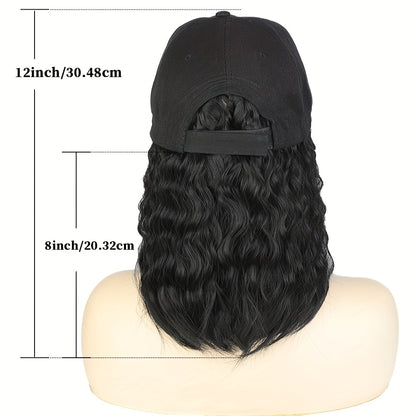 Everyday Glam Baseball Cap with Wavy Hair Extensions: Adjustable, Fits All, Perfect for Women