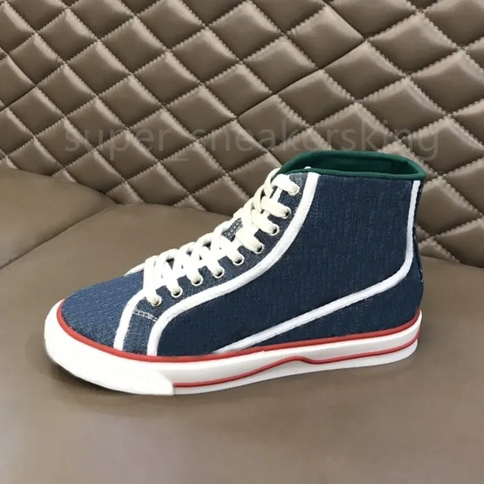 Designers Shoes Men Vintage Sneakers beige blue washed Jacquard denim Women Canvas Trainers embroidered Sneakers With box size 35-46