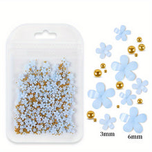Load image into Gallery viewer, 3D Flower Nail Art Decals Charms White Pink Flowers Nail Supplies Pearl Caviar Beads Glitter Acrylic Sticker Nail Art Stud Jewelry For Women DIY Manicures Salon Accessories