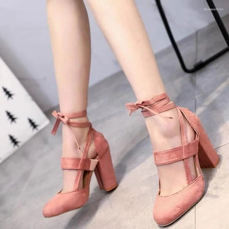 Dress Shoes Summer Women Pumps Chaussures Femme Gladiator Heels High For Party Wedding Woman Thick Plus Size 35-43