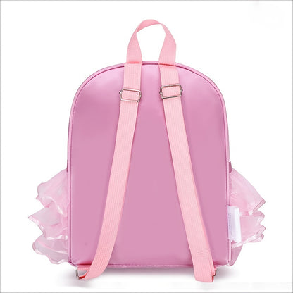 Chic Ballerina Backpack for Girls: Lightweight, Foldable with Tablet Compartment - Bow & Embroidery, Ideal School Gift