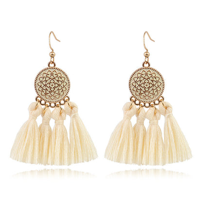 Colorful oil drop tassel earrings