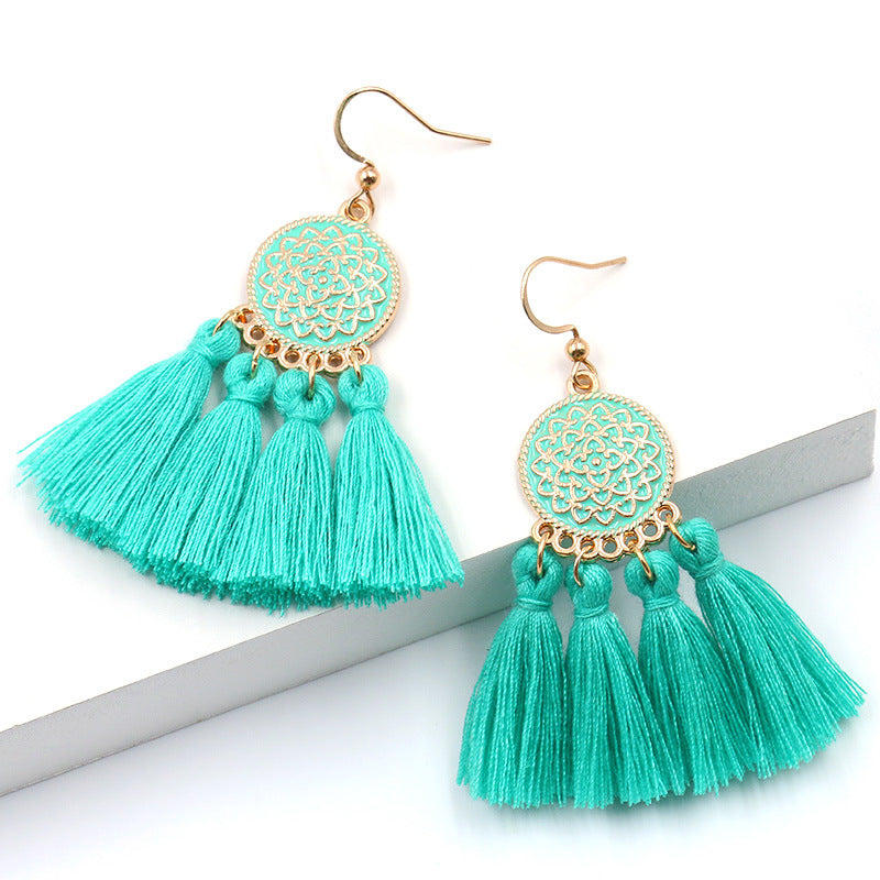 Colorful oil drop tassel earrings