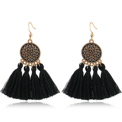 Colorful oil drop tassel earrings