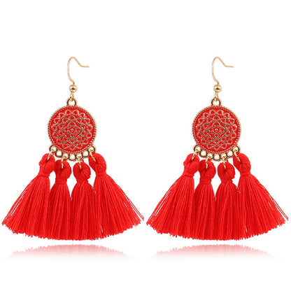 Colorful oil drop tassel earrings