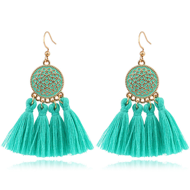 Colorful oil drop tassel earrings