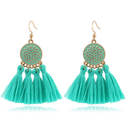 Colorful oil drop tassel earrings