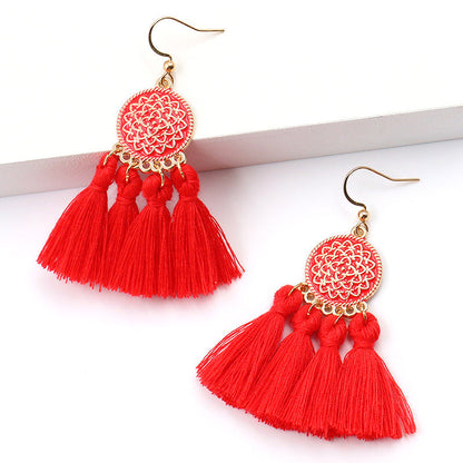 Colorful oil drop tassel earrings