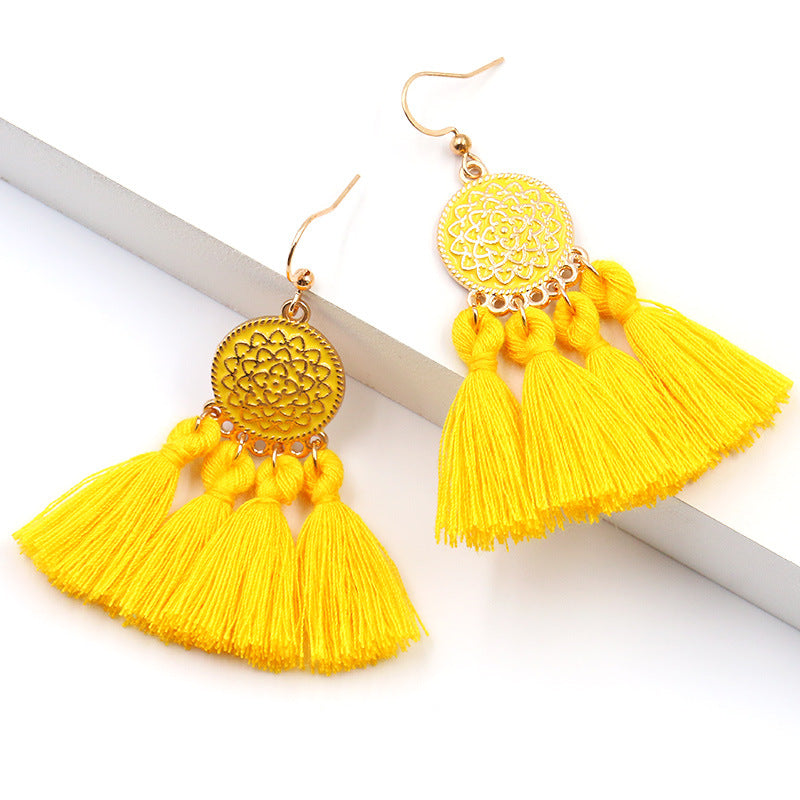 Colorful oil drop tassel earrings