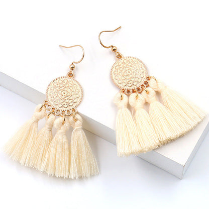 Colorful oil drop tassel earrings