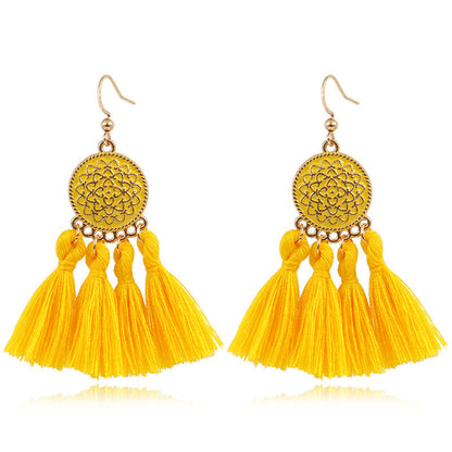 Colorful oil drop tassel earrings