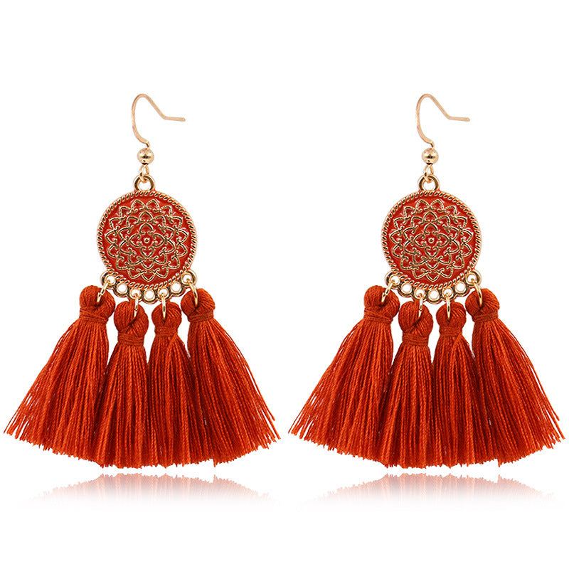 Colorful oil drop tassel earrings