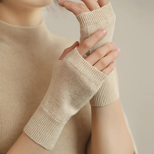 100% Pure Luxury Cashmere Fingerless Gloves for Women - Soft, Warm, Elastic, and Stretchy for Comfortable Fit - Perfect for Casual Outings, Winter Activities, and Everyday Use