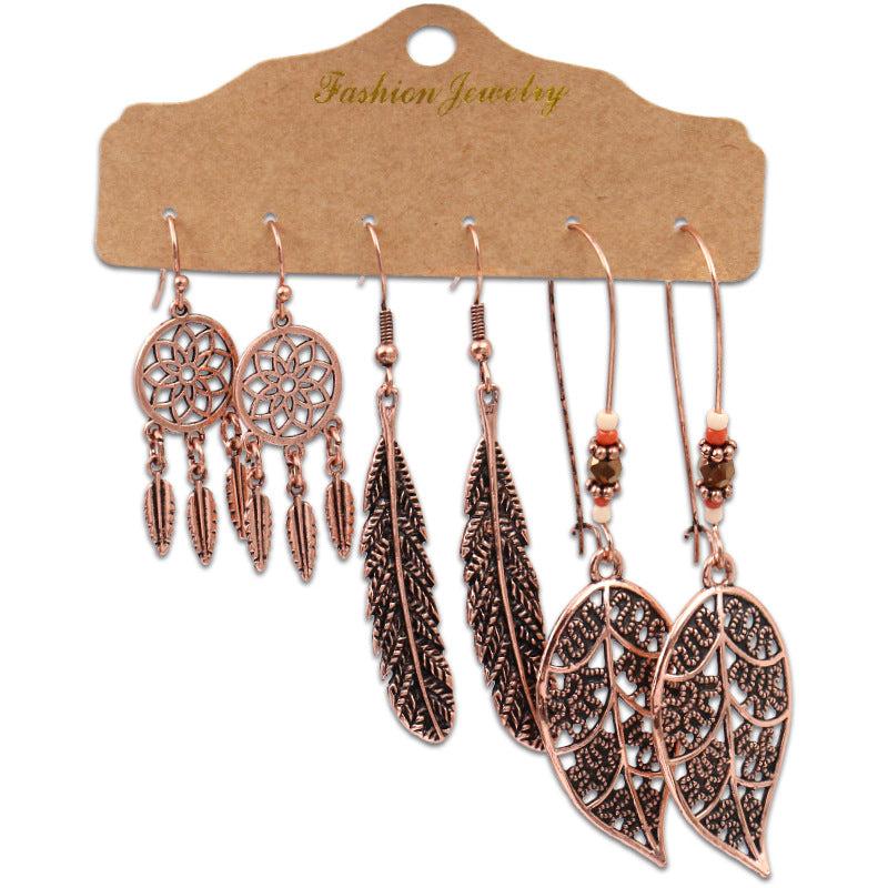 Vintage champagne metal leaf earrings