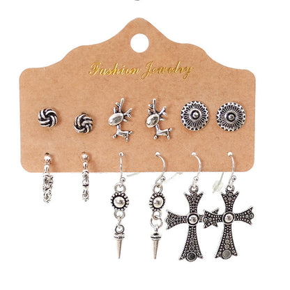 Simple set of 6-piece earrings