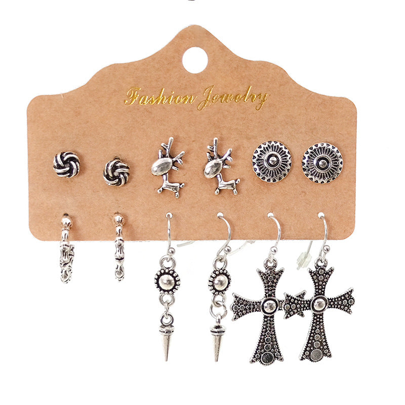 Simple set of 6-piece earrings