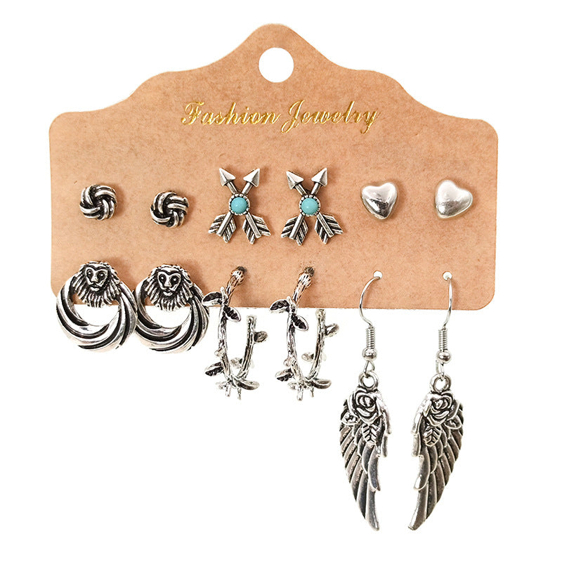 Simple set of 6-piece earrings