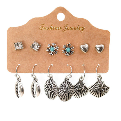 Simple set of 6-piece earrings