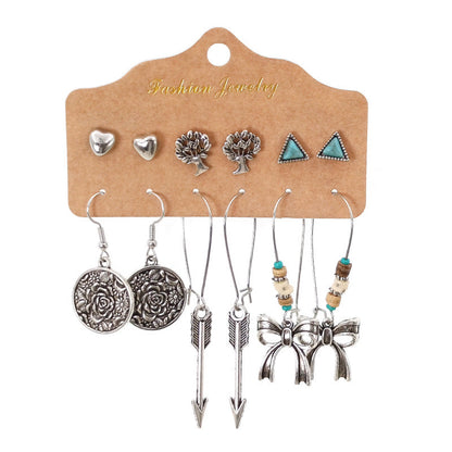 Simple set of 6-piece earrings