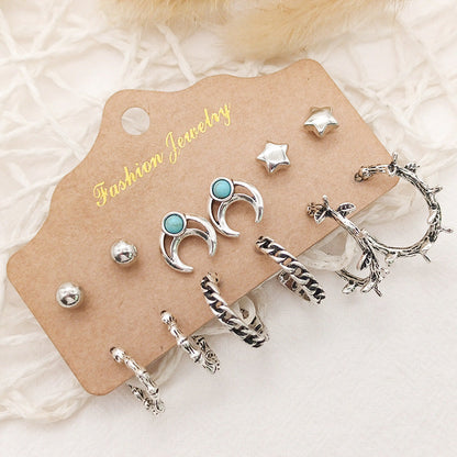 Simple set of 6-piece earrings