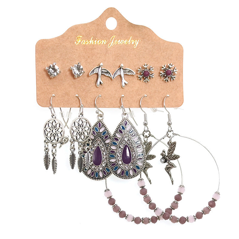 Simple set of 6-piece earrings