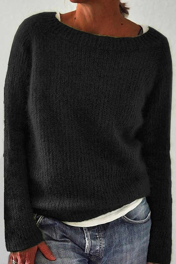 Casual Solid Basic O Neck Tops Sweater(6 Colors)