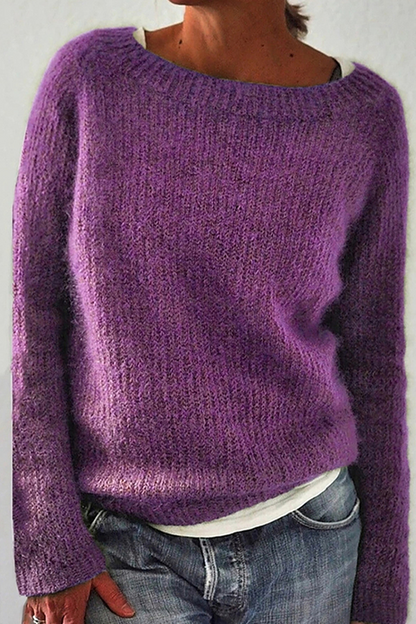 Casual Solid Basic O Neck Tops Sweater(6 Colors)