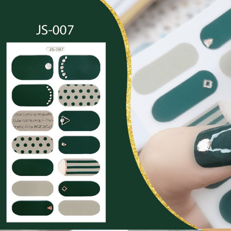 Gradient Full Wraps Nail Art Polish Stickers Strips, Bronzing Glitter Sequins Manicure Design Self Adhesive Nail Wraps Decal Tips For Nail Art Decorations
