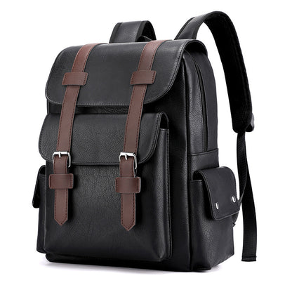 1pc Large Capacity Backpack Business Computer Bag, Travel Bag Student Bag School Bag Men's Bag PU Leather Bag Luggage Bag, Outdoor Travel Bag