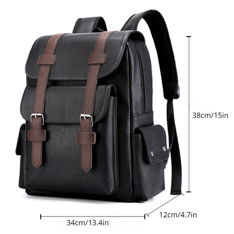 1pc Large Capacity Backpack Business Computer Bag, Travel Bag Student Bag School Bag Men's Bag PU Leather Bag Luggage Bag, Outdoor Travel Bag