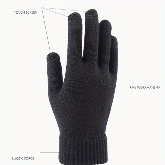 1/3/5pairs Unisex Winter Warm Touch Screen Gloves For Men And Women, Thickened Knitted Gloves For Cycling Hiking, Great Christmas Gift