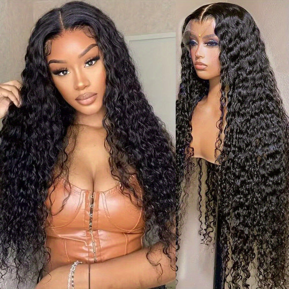 Water Wave Lace Frontal Wigs Human Hair Wet And Wavy Wigs Water Wave Lace Front Wig 5x5 Curly Lace Front Wigs 180% Density Glueless Water Wave Human Hair Wig Pre Plucked with Baby Hair