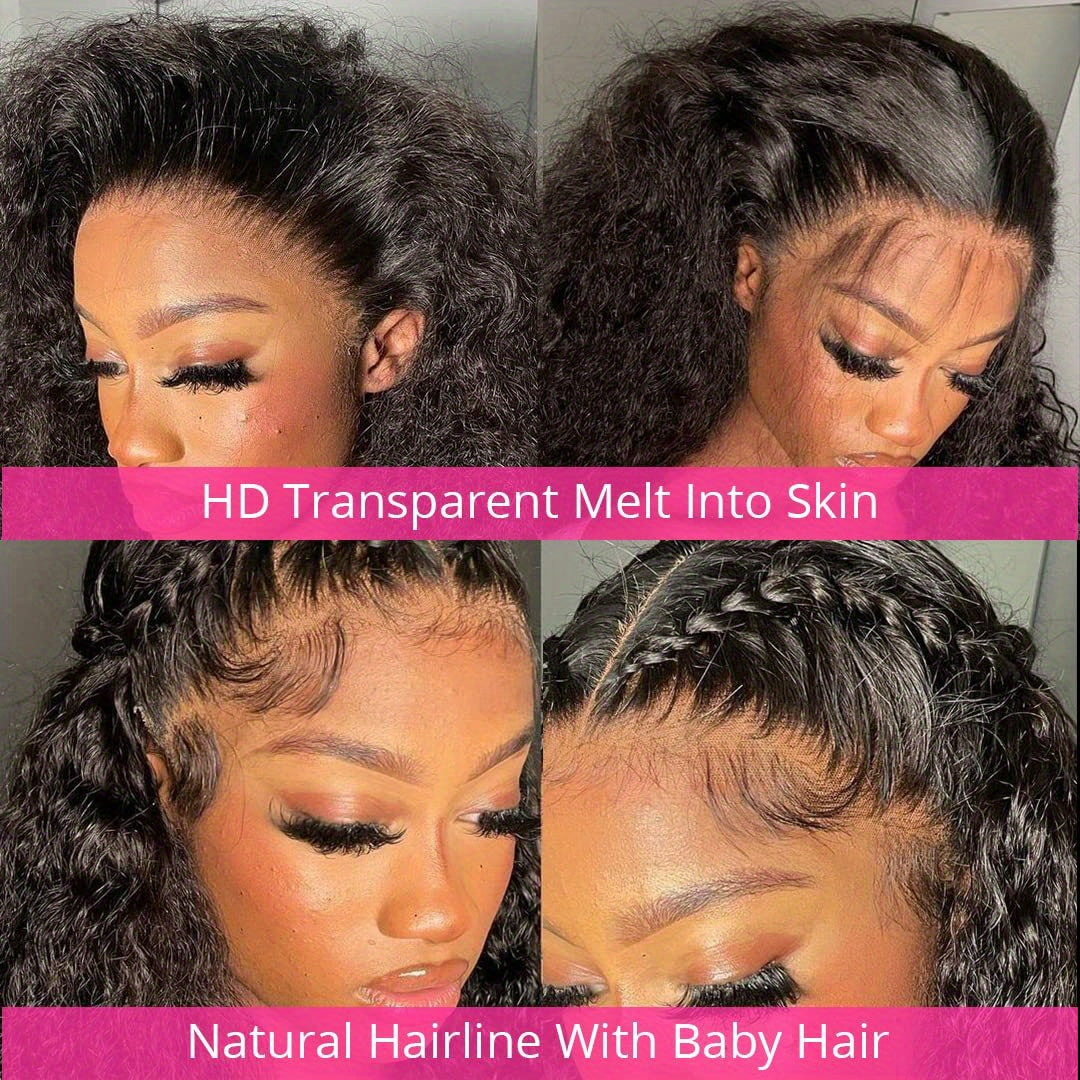 Water Wave Lace Frontal Wigs Human Hair Wet And Wavy Wigs Water Wave Lace Front Wig 5x5 Curly Lace Front Wigs 180% Density Glueless Water Wave Human Hair Wig Pre Plucked with Baby Hair