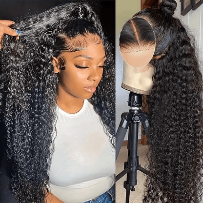 200% Ready To Wear 13x6 Deep Wave Lace Front Wigs Human Hair 13x6 HD Lace Deep Curly Glueless Frontal Wigs Human Hair Pre Plucked For Women Put on And Go Wi