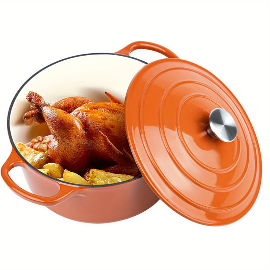 4.5 Quart Large Capacity Enameled Cast Iron Dutch Oven Pot - Heavy-Duty, Oven Safe Up To 500°F, Non-Stick, Pre-Seasoned Cookware - Ideal For Bread Baking, Slow Cooking, Braising, Roasting, Frying, Boiling, and More