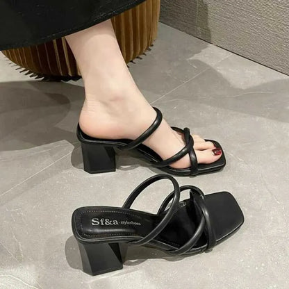 Dress Shoes  New Designer Summer Pumps Slippers Sandals Shoes Women High Heels Square Toe Sandal Lady Shoes heels women CG9P