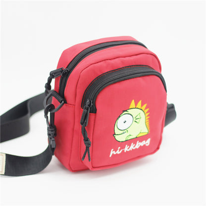 Embroidered Small Shoulder Bag Nylon Women's Fashion Crossbody Bag Carry Bag, Embroidered Cartoon Bag Female Student Mobile Phone Bag