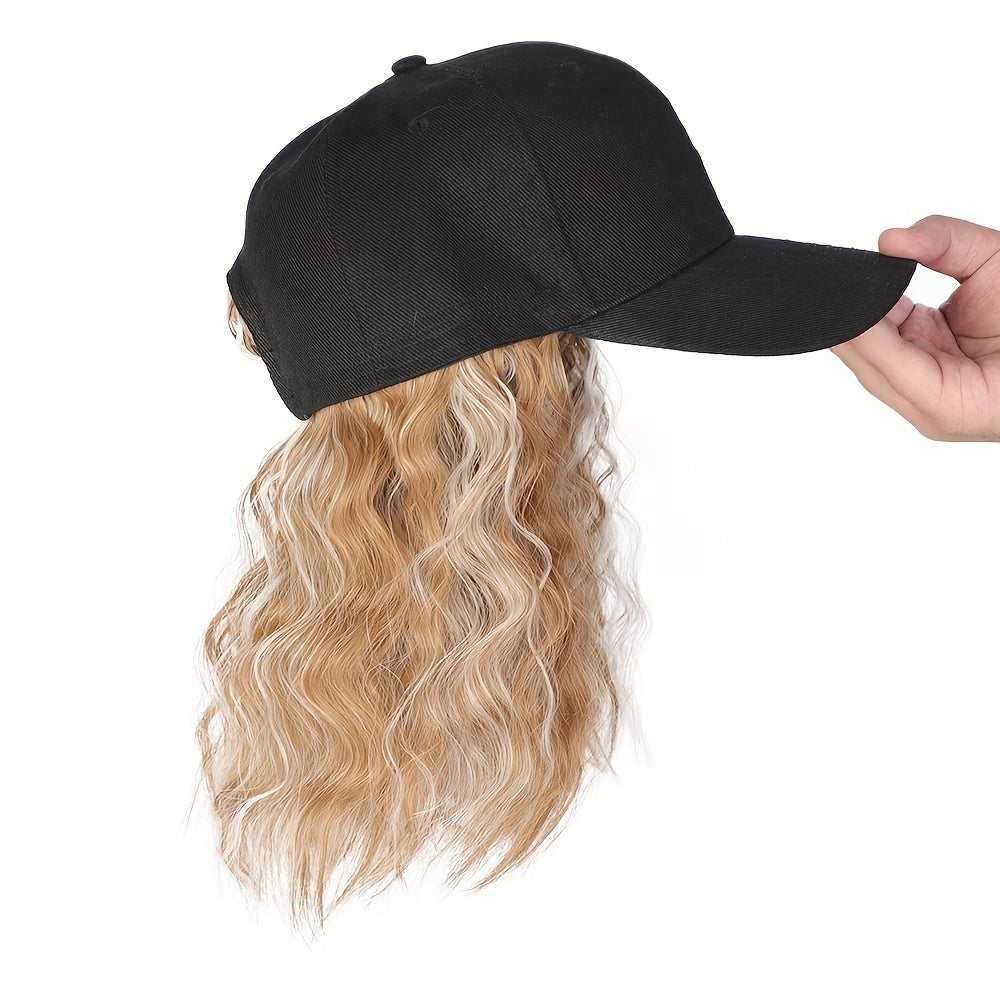 Everyday Glam Baseball Cap with Wavy Hair Extensions: Adjustable, Fits All, Perfect for Women