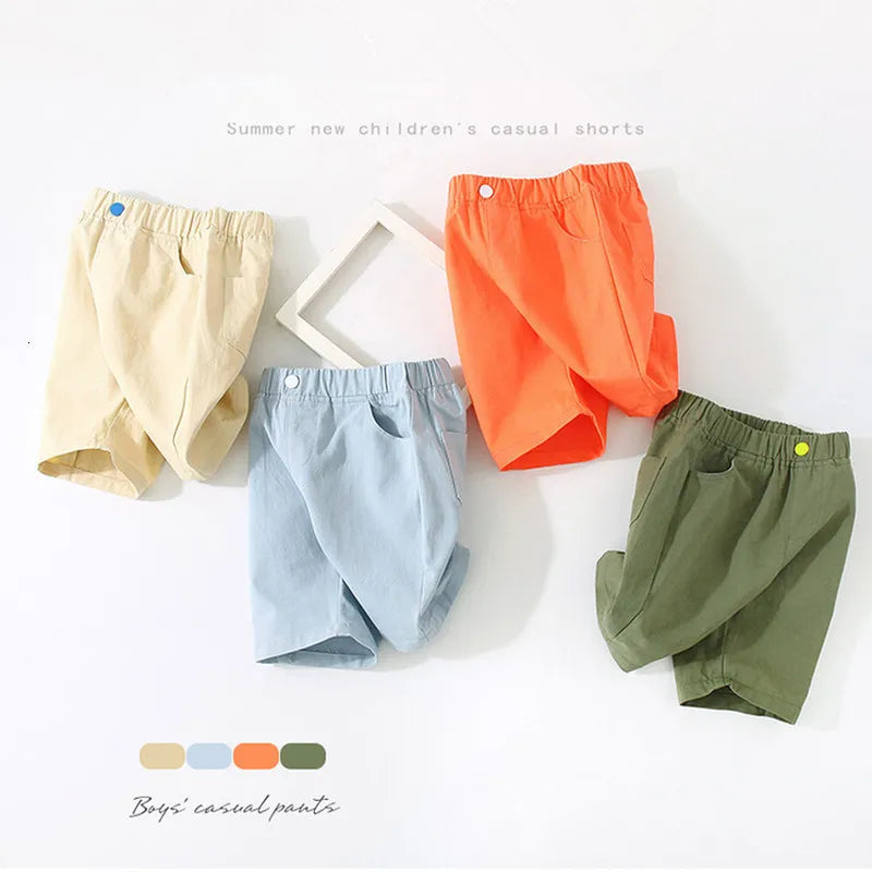 Shorts Summer Fashion 2 3 4 5 6 8 10 Years Simple Design Cotton Sports Pocket Handsome Elastic All Match Shorts For Kids Baby Boys 230220