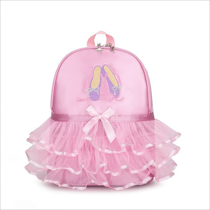 Chic Ballerina Backpack for Girls: Lightweight, Foldable with Tablet Compartment - Bow & Embroidery, Ideal School Gift