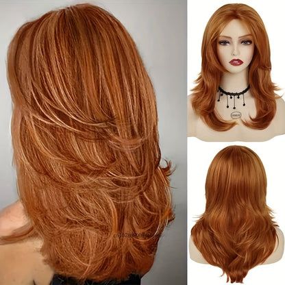 180% Density Rose Net Cap Long Wavy Synthetic Wig - Elegant, Heat Resistant, Beginners Friendly, Daily Use Wig for Women with Straight Hair