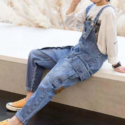 Overalls Jean Overalls Boys Jeans Teens Overalls Rompers 6 7 8 9 10 11 12 13 14 Years School Denim Jumpsuit Pants Overalls for Big Boys 230419