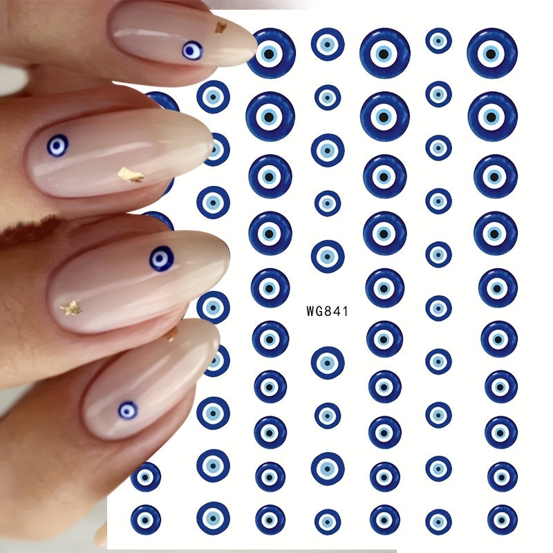 Evil Eye Nail Art Stickers Decals, 3D Self-Adhesive Witch Nail Decals DIY Nail Art Supplies For Nail Decorations Designer,Manicure Tips Nail Decoration For Women Girls Gift