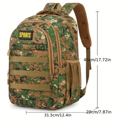 1pc Mens Large Capacity Camouflage Backpack - Durable School & Travel Bag for Hiking, Climbing Adventures - Stylish Outdoor Gear