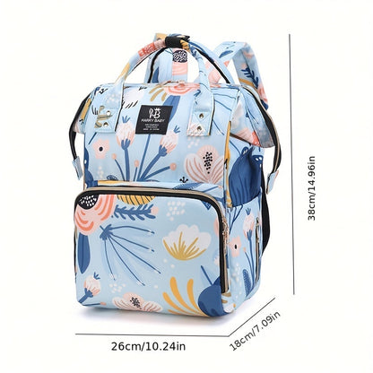 Fashionable Womens Flower Pattern Mummy Bag - Large-capacity, Multi-functional Backpack with Comfortable Straps for Daily Use, Travel & Moms