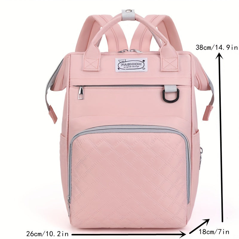 Stylish Solid Color Mommy Backpack - Adjustable Strap, Water-Resistant, Polyester Lining, Zipper Closure, Functional Diaper Daypack for Outdoor Adventures - Perfect for Occasional Use