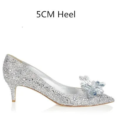 5cm7cm9cm Wedding Shoes est Rhinestone High Heels Women Pumps Pointed toe Woman Crystal Party 240615