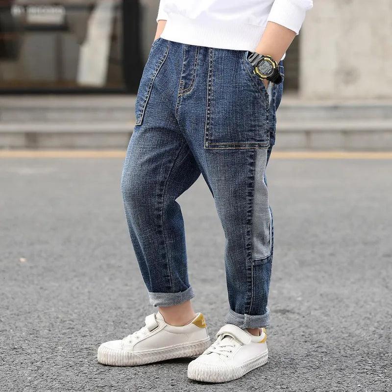 Jeans IENENS Kids Boys Jeans Loose Pants Denim Clothing Children Fashion Boy Casual Bowboy Long Trousers 5-13Y 230320